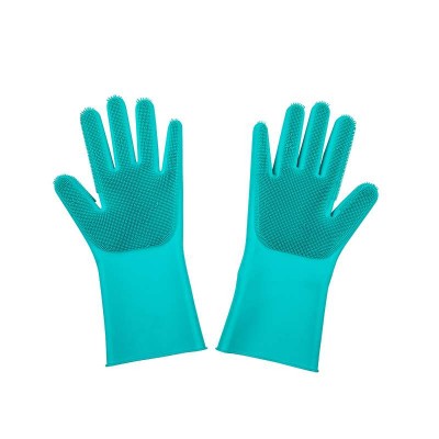 High Quality Double Sided Magic Silicone Sponge Gloves Scrubber Dish Washing Gloves for Cleaning