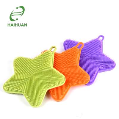 Amazon Hot Silicone Star Kitchen Sponge Dish Washing Scrubber Brush