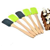 Multifunctional Silicone Pastry Scraper 21*2cm Wooden Handle Baking Barbecue Cake Accessories Blue Environmental Kitchen Tools